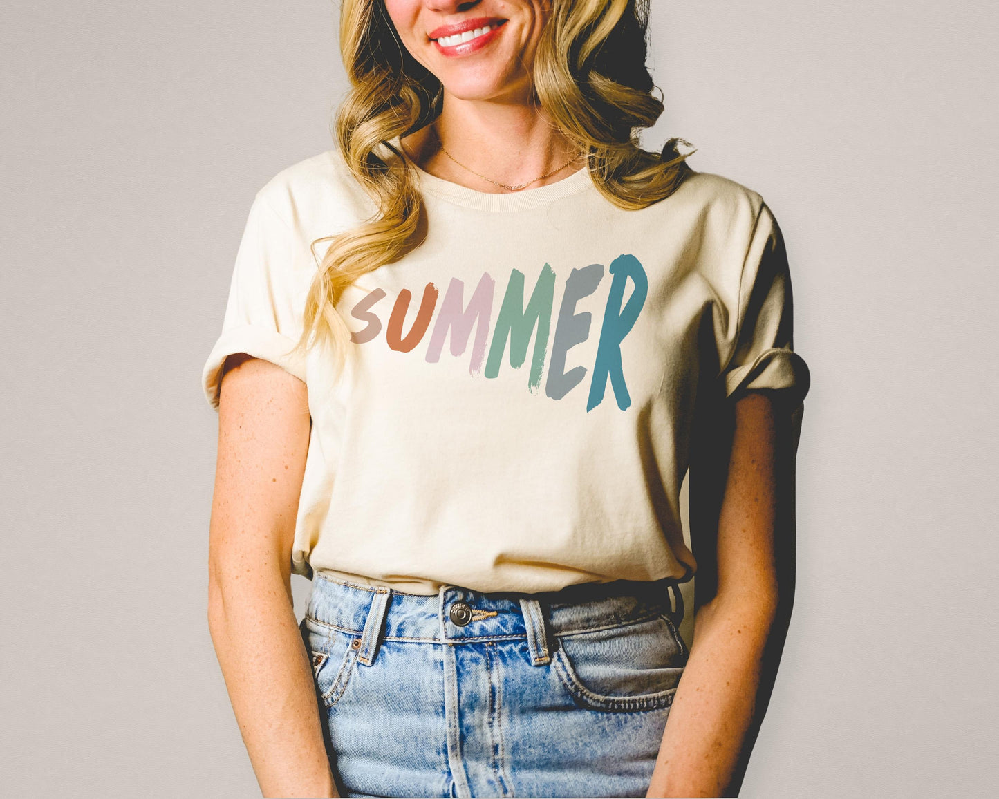 Summer Hello Summer Sunshine Retro Vintage Painted Rainbow Multicolored Warped Lettering Colorful style | Instant Download | svg png eps jpg