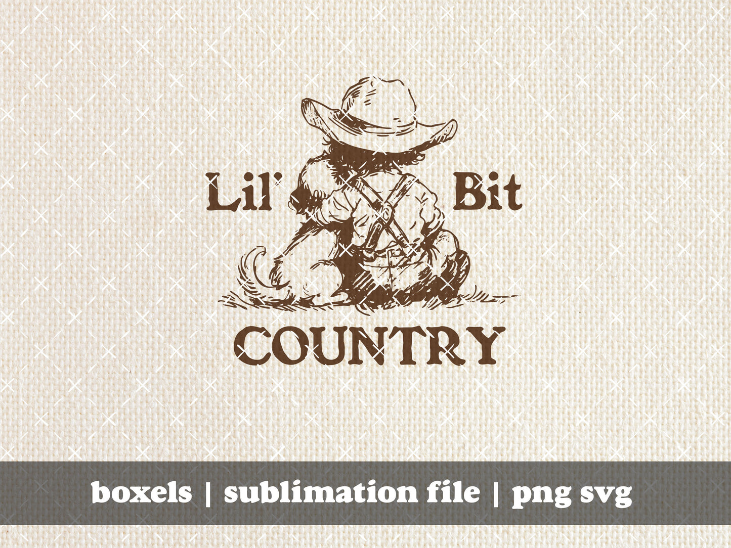 Lil' Bit Country Little Boy Cowboy With Puppy Country Life Ranch Life Western Vintage Retro Quote | Instant Download | PNG SVG