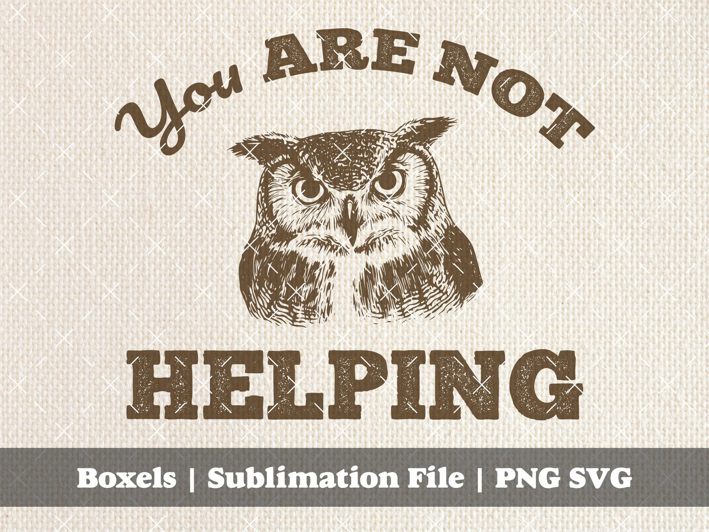 You are Not Helping Vintage Owl Sketch Funny Sarcastic Owl Vintage Sayings Wise Old Owl Vintage Birds Drawing | Instant Download | PNG SVG