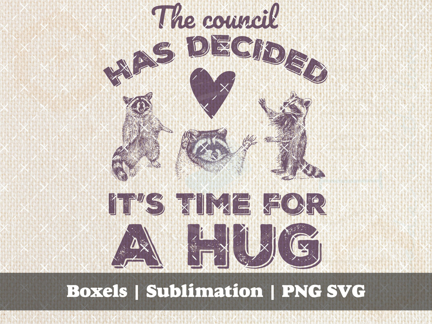 The Council Has Decided It's Time For A Hug Self Love Cute Funny Sarcastic Racoon Hand Drawn Animals Sayings | Instant Download | PNG SVG