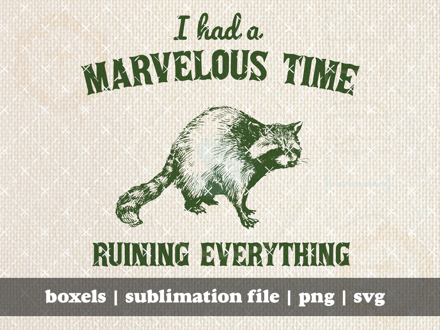 I Had A Marvelous Time Ruining Everything Funny Sarcastic Racoon Hand Drawn | Instant Download | PNG SVG