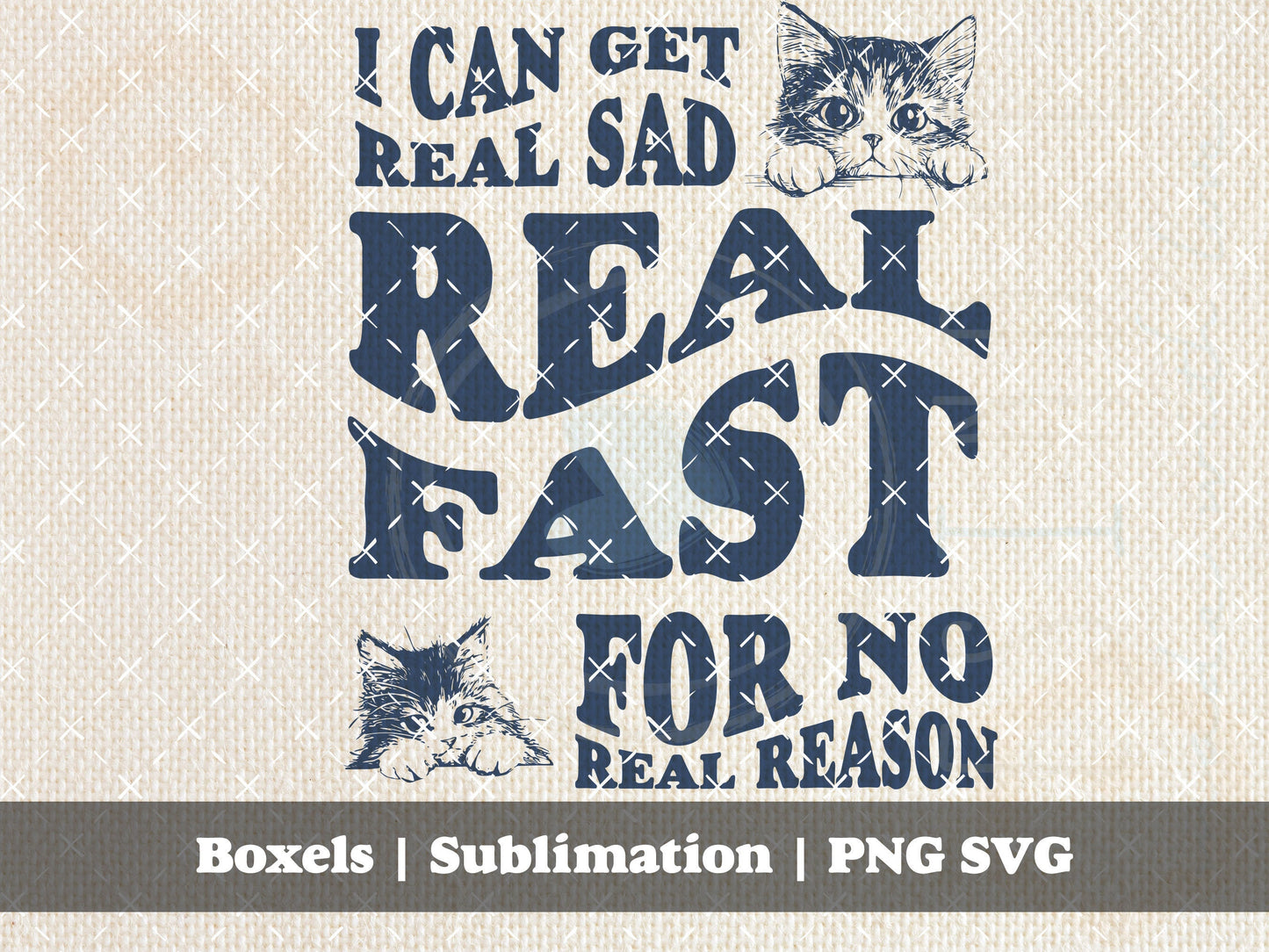 I Can Get Real Sad Real Fast For No Real Reason Sad Kitty Kitten Cat Self Care Self Love Digital Download | Instant Download | PNG SVG