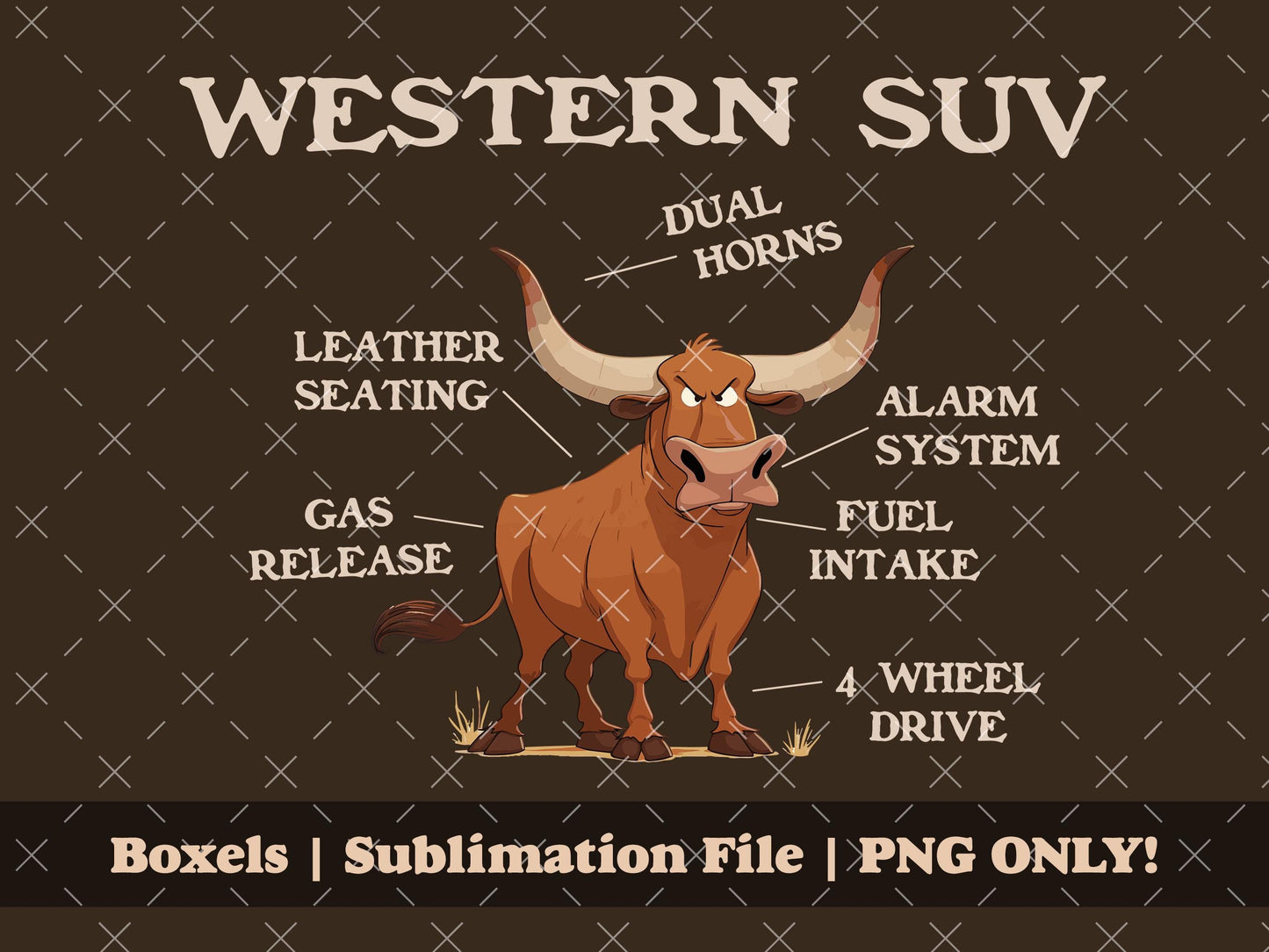 Western SUV Bull Shirt Rodeo Funny Cuss Word Puns Funny Cowboy Ranch Farm Life Vintage Retro Sayings | Instant Download | PNG SVG