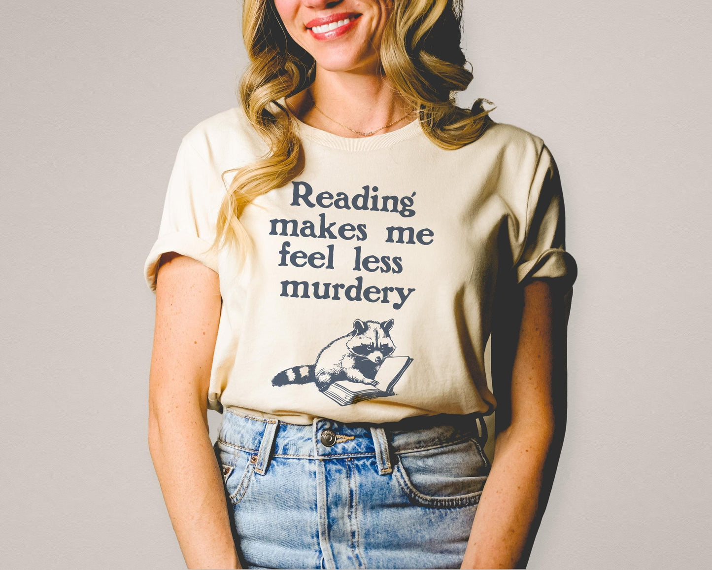 Reading Makes Me Feel Less Murdery Read Raccoon Trash Panda Teachers Librarians Book Clubs Educators Cartoon | Instant Download | PNG SVG
