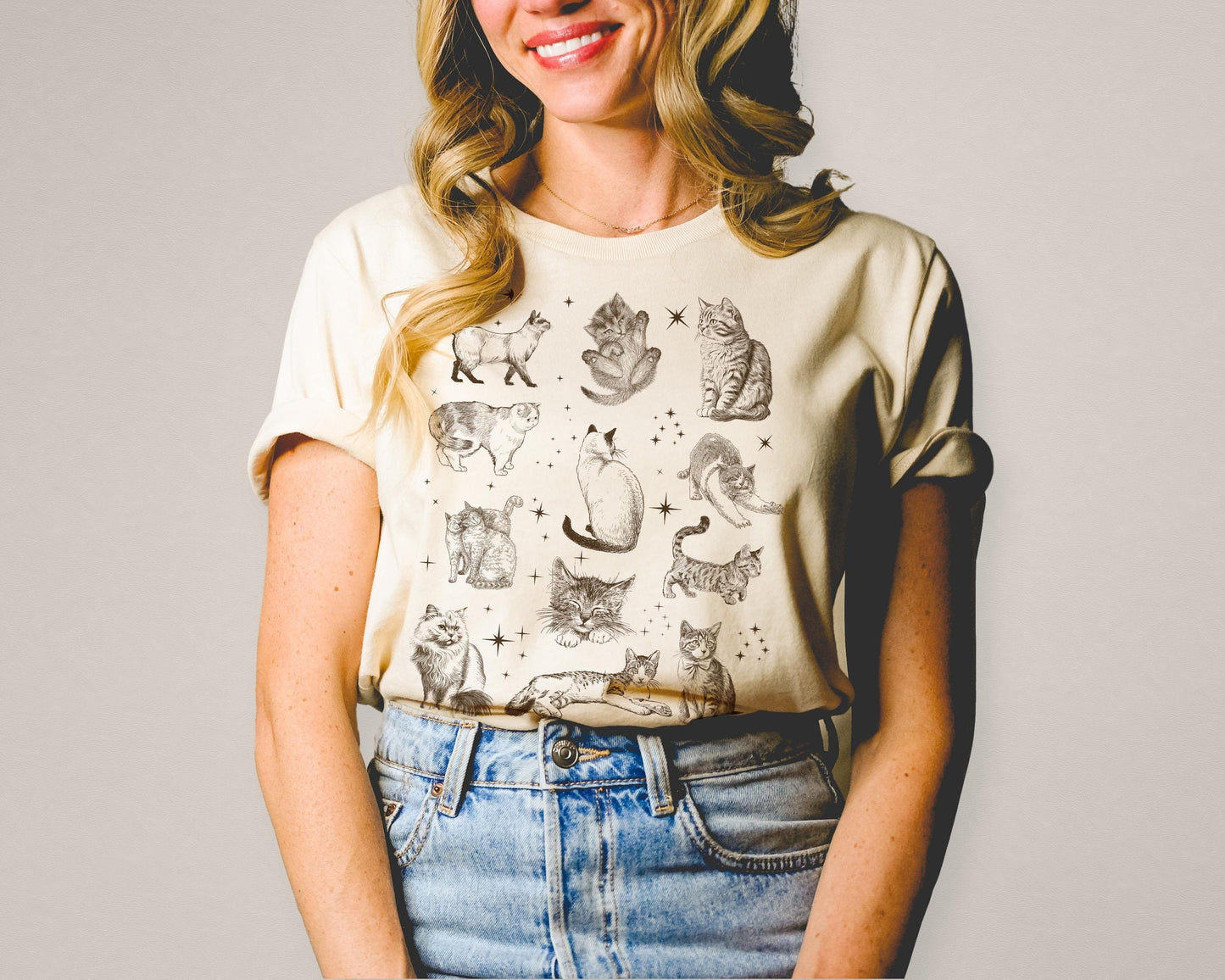 Magical Cats Vintage Hand Drawn Multiple Cat Kitten Breeds With Tarot Sparkles | Instant Download | svg png