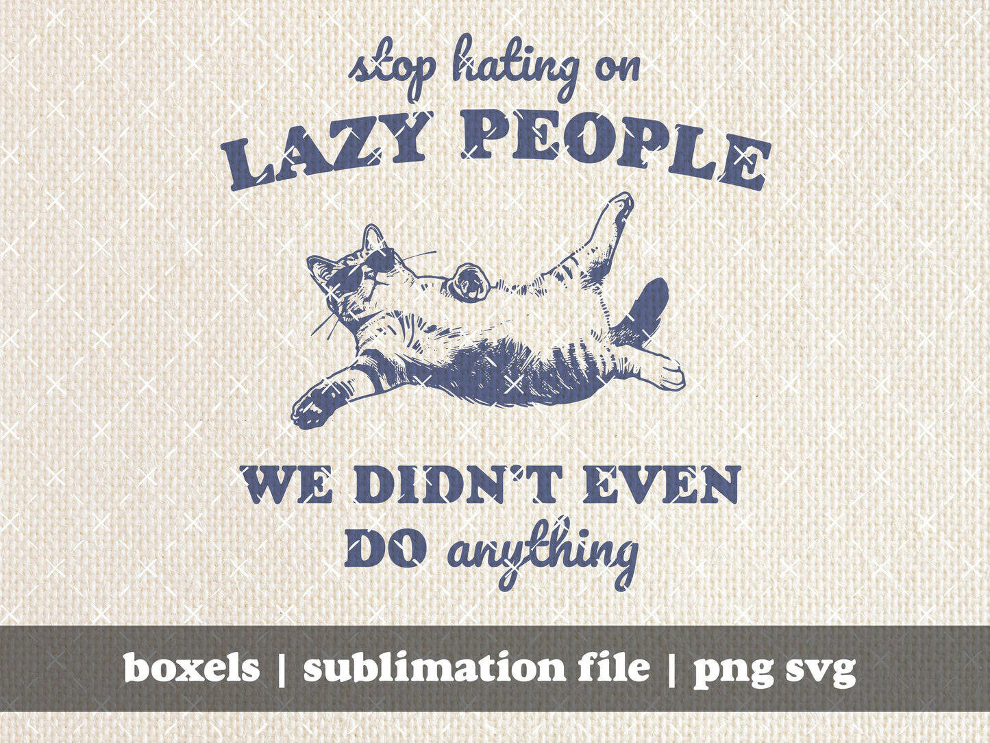 Stop Hating On Lazy People We Didn't Even Do Anything Funny Sarcastic Kitten Cat Vintage Animal Sayings | Instant Download | PNG SVG