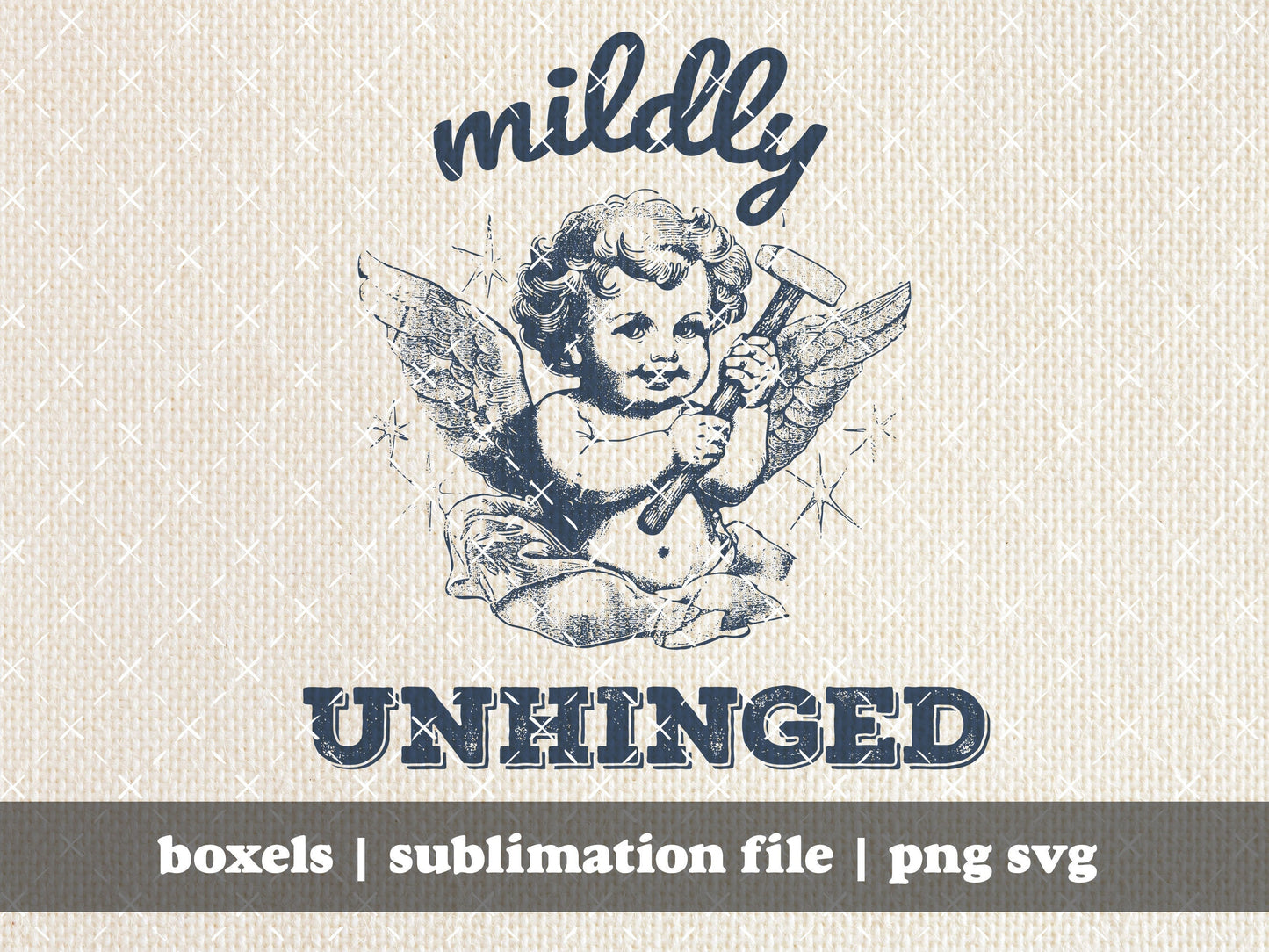 Mildly Unhinged Funny Cute Cherub Angel Baby With Wings Hand Drawn Funny Quotes| Instant Download | PNG SVG
