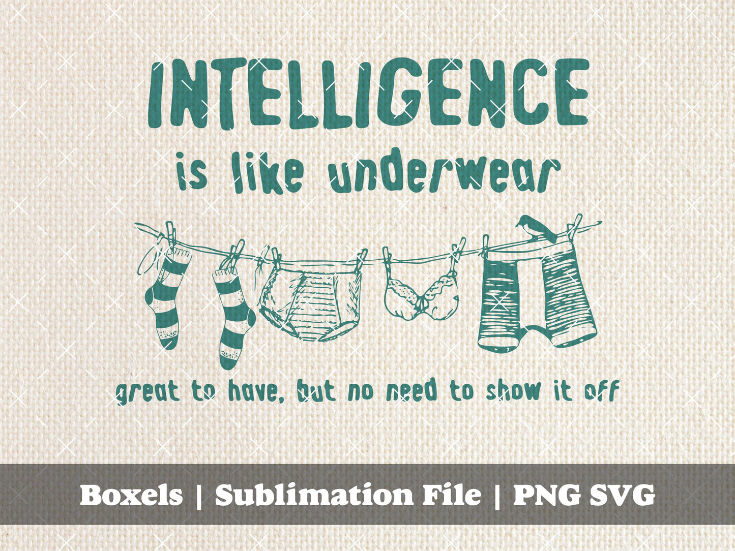 Intelligence is Like Underwear Home Life Introvert Comfy Cozy Simple Life Self Care 1950's Retro Saying | Instant Download | PNG SVG