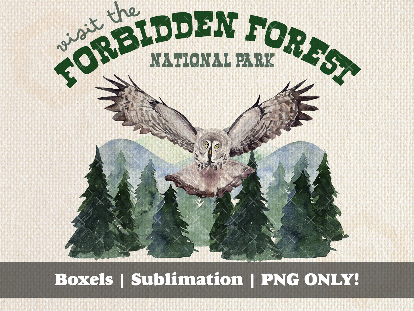 Visit The Forbidden Forest Hiking Forest Adventure Mountains Awaits Harry's White Owl like Hedgewig Watercolor | Instant Download | PNG SVG