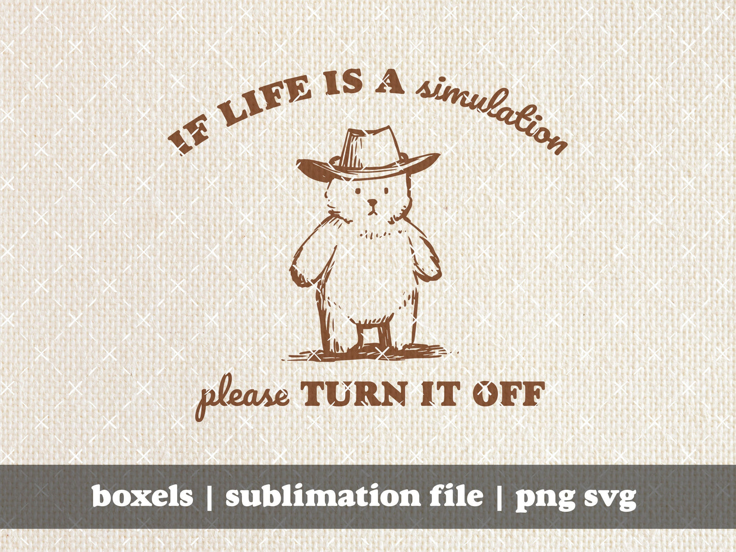 If Life Is A Simulation Please Turn It Off Cute Teddy Bear Vintage style Character Sayings and Quotes | Instant Download | png svg