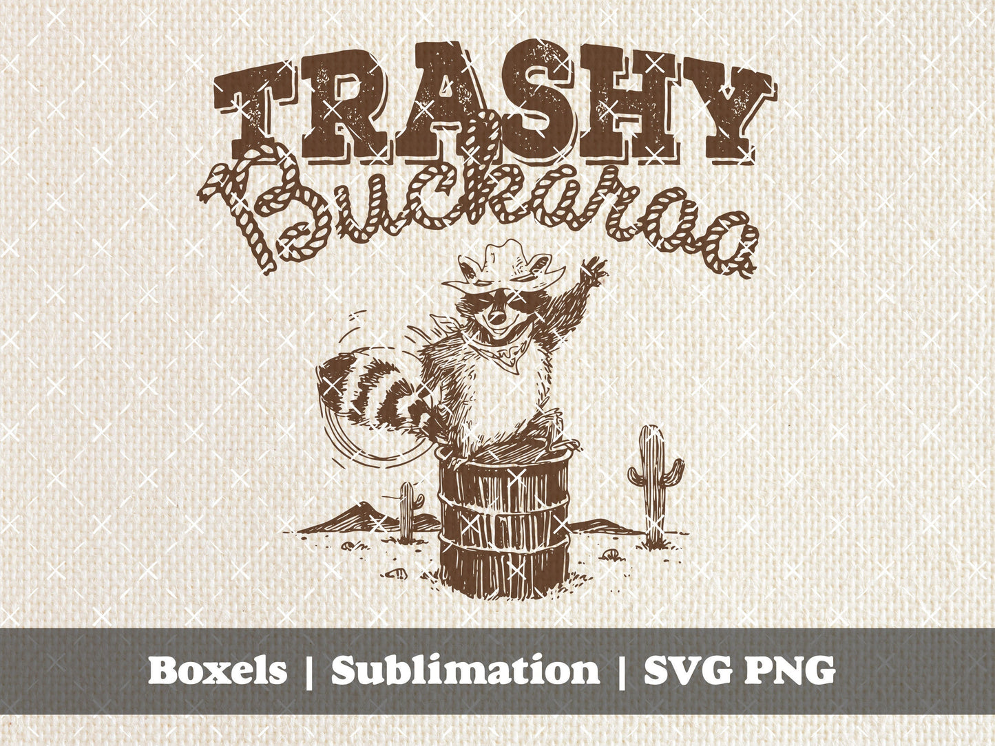 Trashy Buckaroo Raccoon Riding A Trash Can Western Cowboy Country Funny Sarcastic Racoon Hand Drawn | Instant Download | PNG SVG
