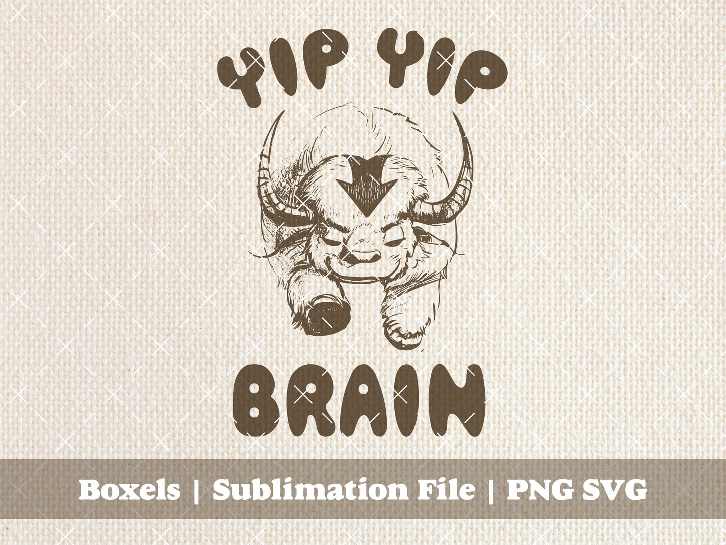Yip Yip Brain Funny Anime Parodies Sky Bison Appa Funny Sayings Digital | Instant Download | PNG SVG