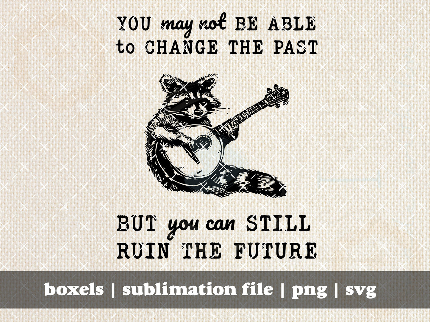 You Can Not Change The Past But You Can Still Ruin The Future Cute Trash Panda Banjo Cute Sarcastic Racoon | Instant Download | PNG SVG