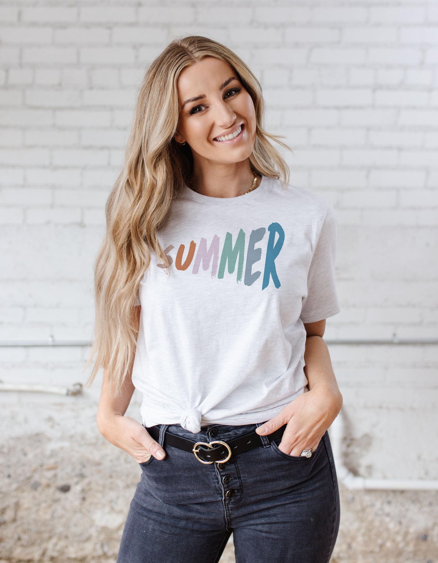 Summer Hello Summer Sunshine Retro Vintage Painted Rainbow Multicolored Warped Lettering Colorful style | Instant Download | svg png eps jpg