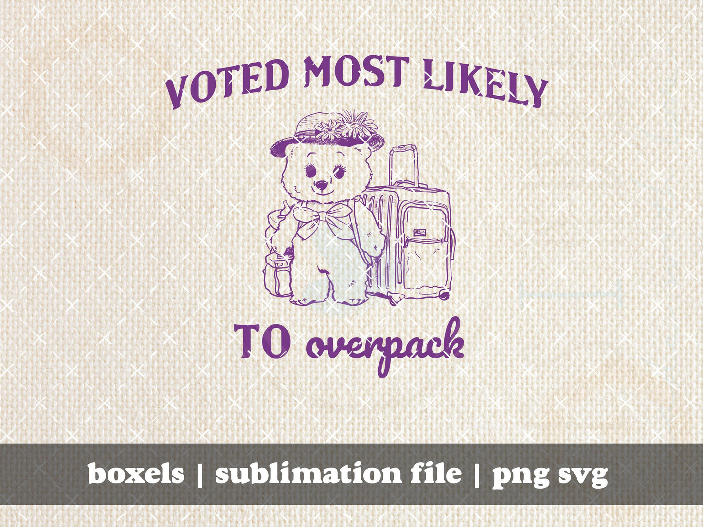 Voted Most Likely To Overpack Traveling Vacation Road Trip Cute Mama Bear Vintage Animal Sayings Funny | Instant Download | PNG SVG