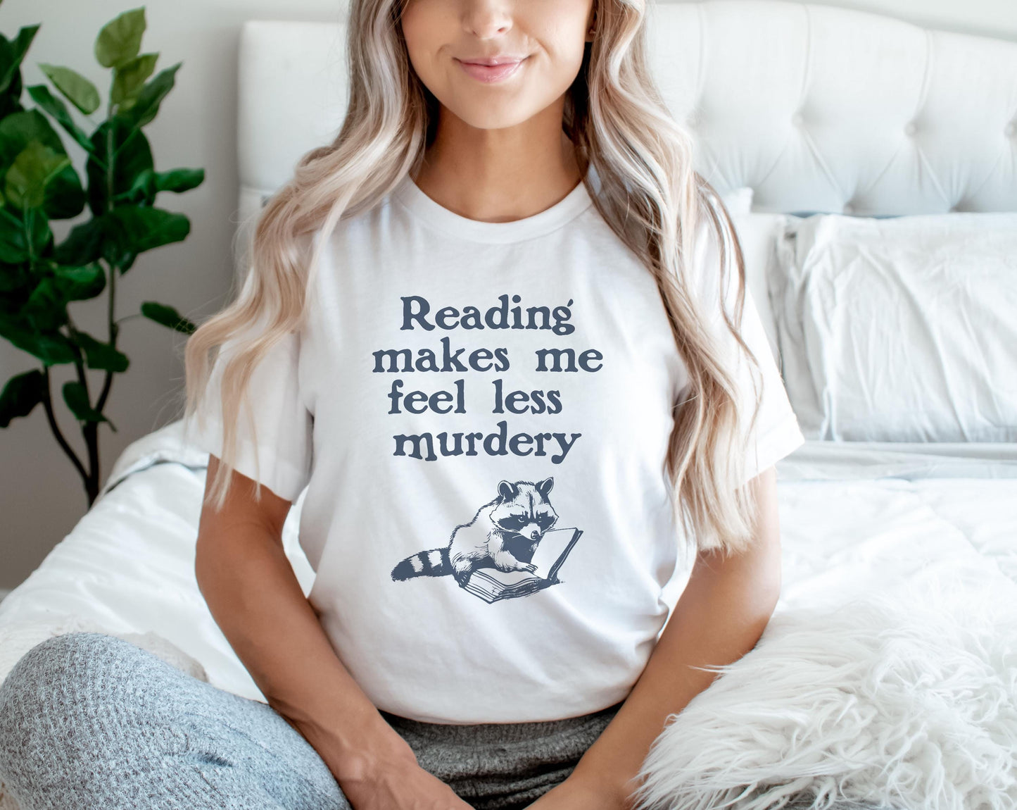 Reading Makes Me Feel Less Murdery Read Raccoon Trash Panda Teachers Librarians Book Clubs Educators Cartoon  | Instant Download | PNG SVG