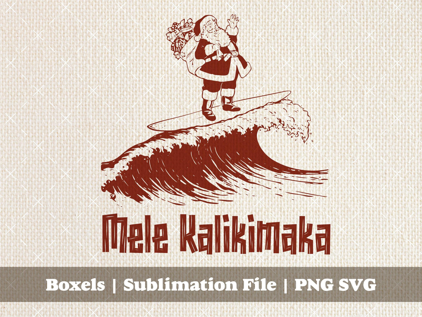 Mele Kalikimaka Hawaiian Christmas Vintage Santa Claus St Nicholas Surfing Funny Sketch Winter Sayings | Instant Download |  PNG SVG