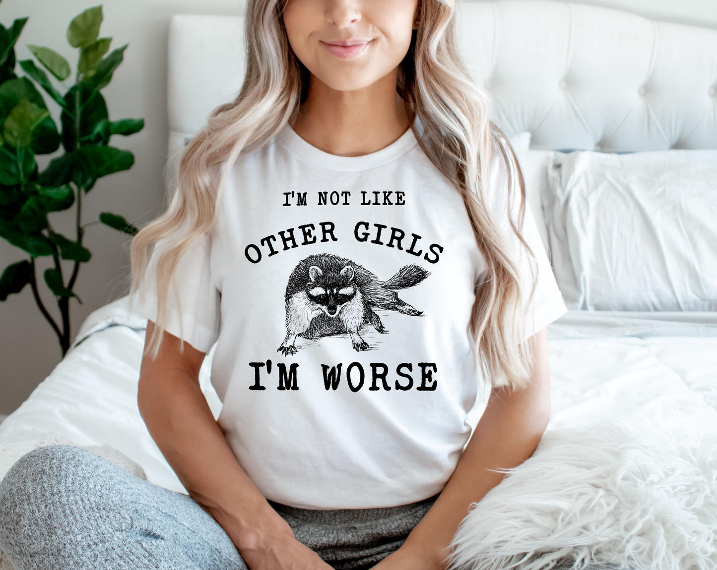 I'm Not Like Other Girls I'm Worse Funny Sarcastic Racoon Hand Drawn | Instant Download |  PNG SVG