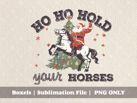 Ho-Ho-Hold Your Horses Vintage Country Western Christmas Vintage Santa Claus On A Horse St Nicholas Sketch | Instant Download |  PNG SVG