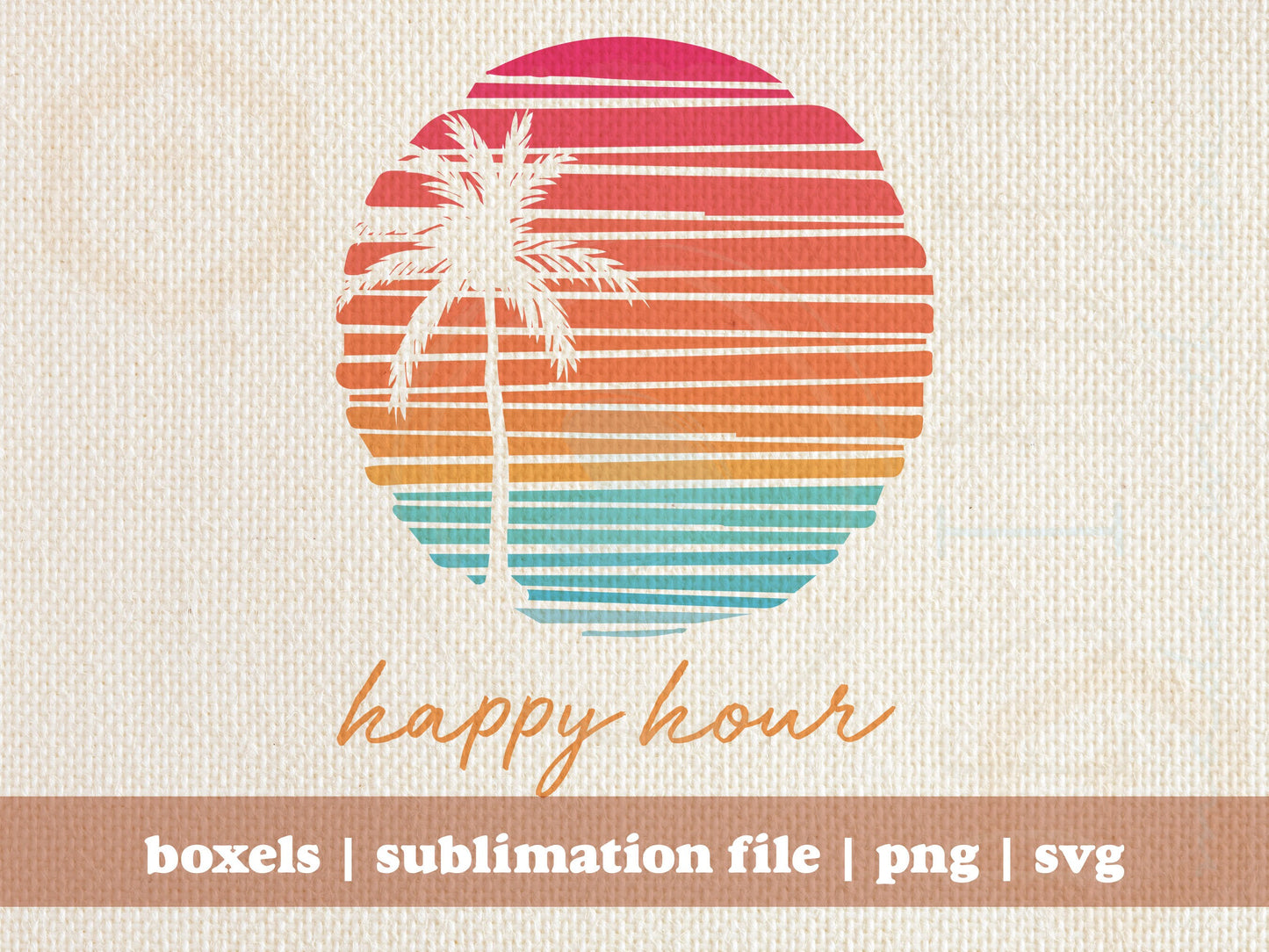 Happy Hour Sunset Beach Scene Serene Be Happy Mental Health Awareness Positive Inspirational Sayings | Instant Download | svg png eps jpg