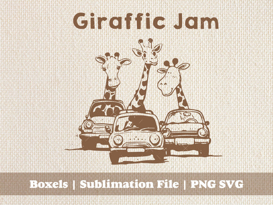 Giraffic Jam African Safari Style Funny Animal Puns And Jokes For Tshirts and Stickers Giraffe Puns Hand Drawn | Instant Download |  PNG SVG