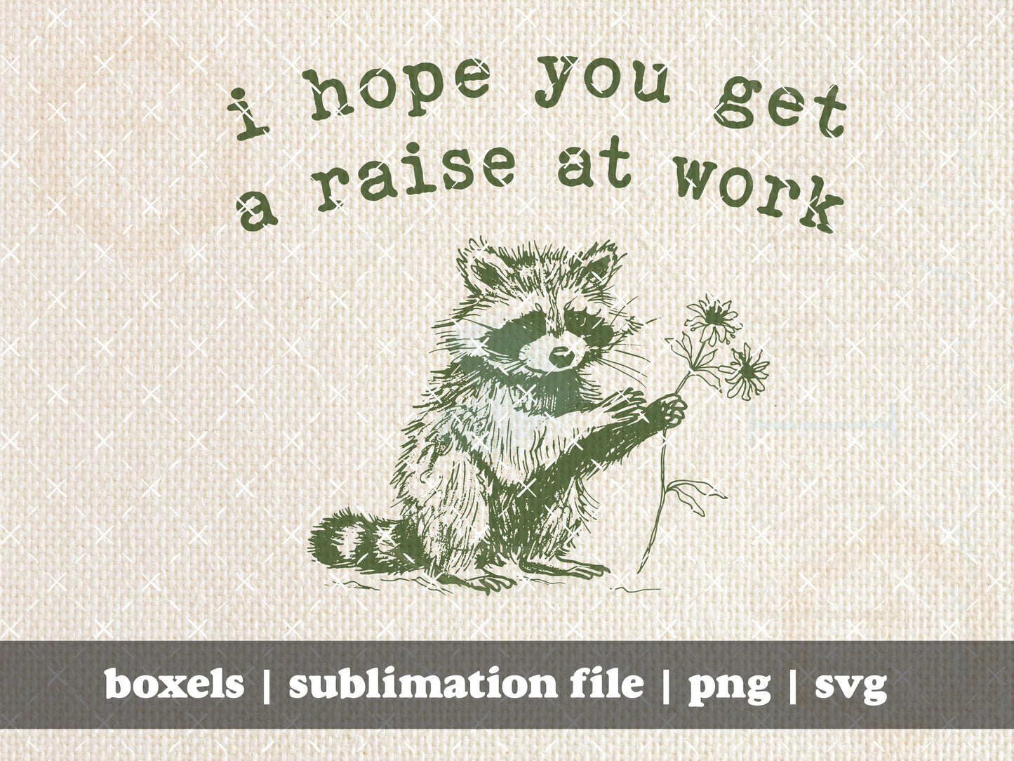 I Hope You Get A Raise At Work Funny Racoon Trash Panda Sarcastic Digital Download | Instant Download |  PNG SVG