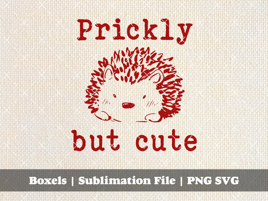 Prickly But Cute Vintage Sketch of a Cute Hedgehog Funny Animal Sayings Hand Drawn Style | Instant Download | PNG SVG